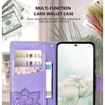 thumbnail image 4 of Designed for Moto G Play 2023 Case Wallet,Women Flip Protective Cover with Credit Card Holders Butterfly Embossed PU Leather Stand Wrist Strap Phone Case for Motorola Moto G Play 2023 (Lavender), 4 of 14