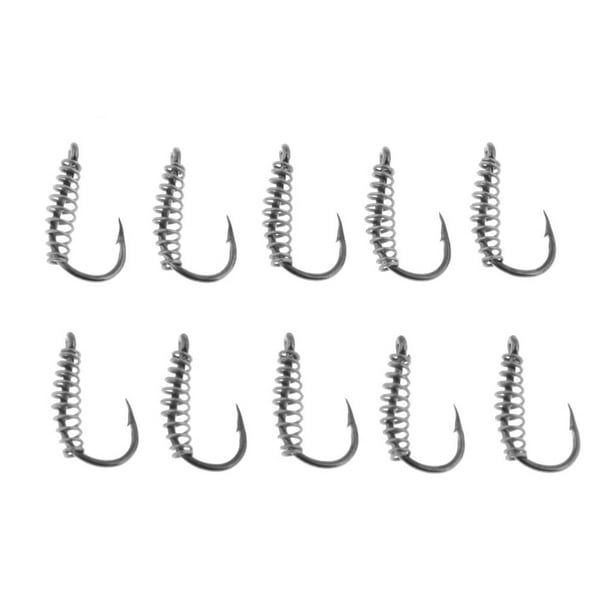 10pcs High Strength Fishing Hooks Barbed Hook Fishhook with Spring for Soft  Hook 