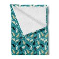 thumbnail image 2 of Cartoon Soft Flannel Fleece Throw Blanket, Continuous Colorful Cats and Paw Traces Print, Cozy Plush for Indoor and Outdoor Use, 60" x 80", Sea Blue Indigo, by Ambesonne, 2 of 5