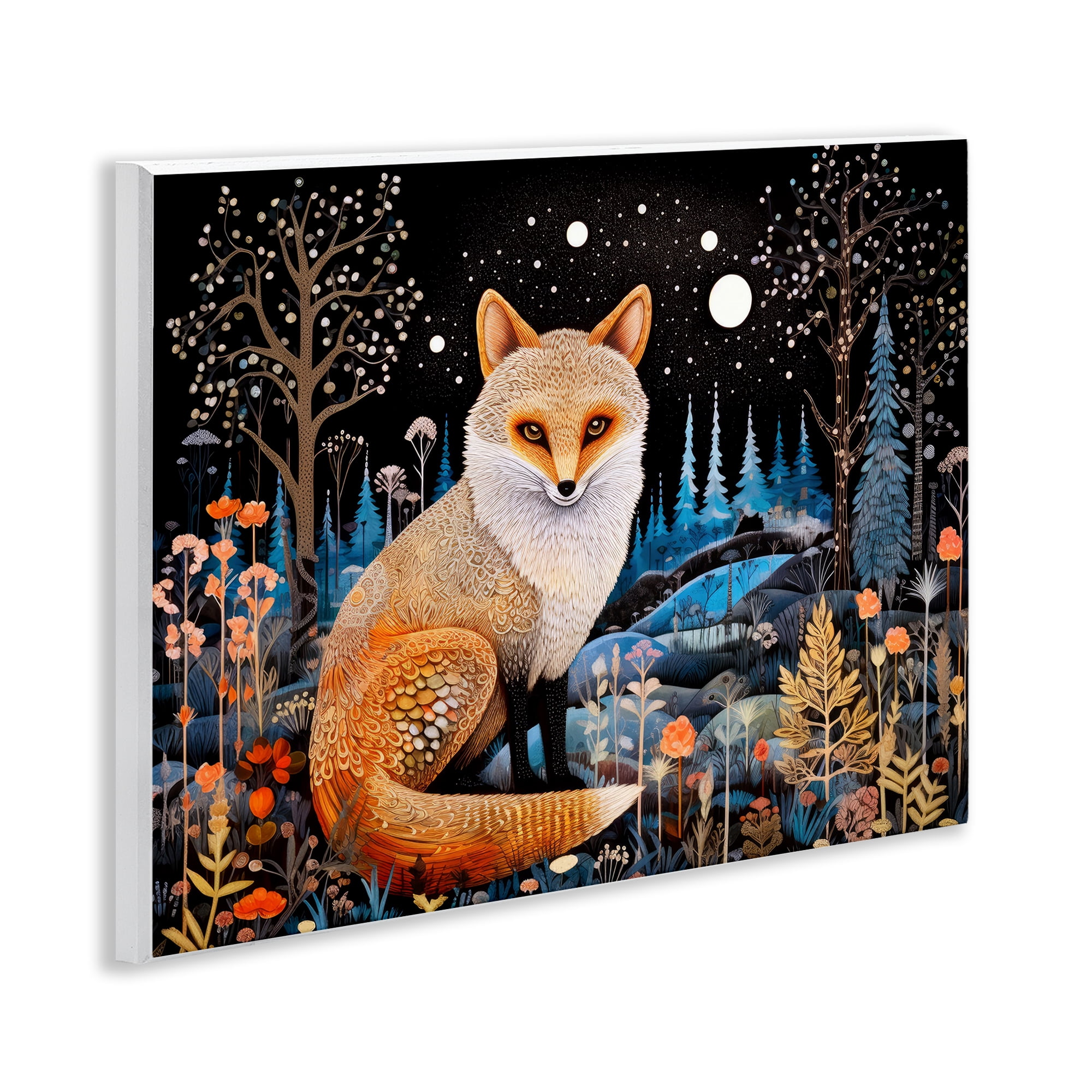 Stupell Industries Forest Fox in Nature Animals & Insects Painting Unframed Art Print Wall Art, 14 x 11