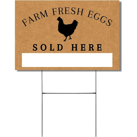 Fresh Farm Eggs Sold Here Yard Sign Sign Mesasures 18 x 12 Wire Stake Measures 24 x 10 Chicken Coop Supplies Farm Fresh Eggs Use with Egg Handling Instruction Handouts Farm to Table
