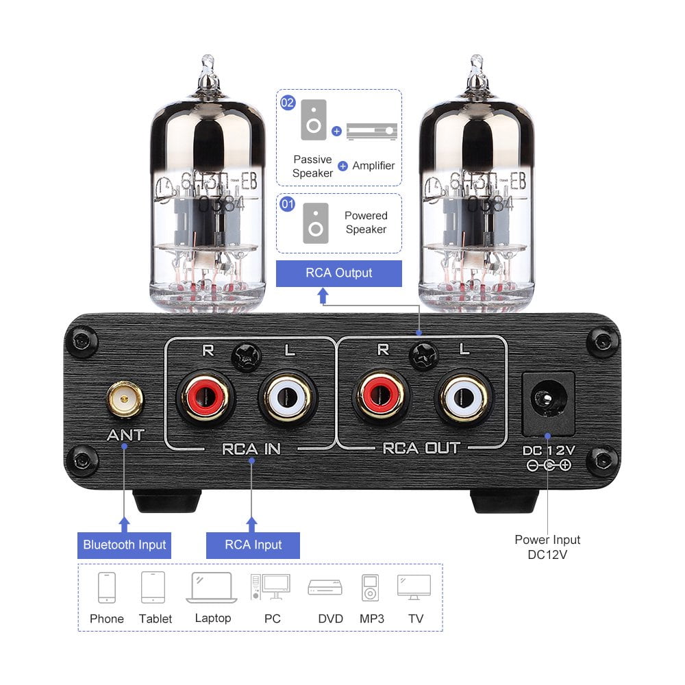 AIYIMA Tube T7 Audio 6N3 Tube Preamp Bluetooth 5.0 Warm Vacuum