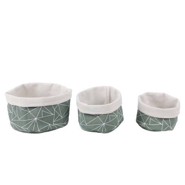 Jessar - Set of 3 Collapsible Fabric Storage Basket, Green