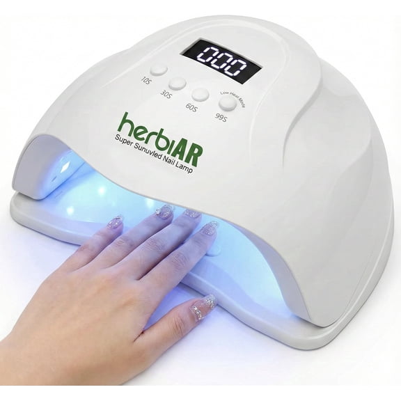 Herbiar 120W UV/LED Nail Lamp Gel Dryer - Professional Salon Curing Light Auto Sensor 4 Timer Modes