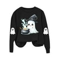 thumbnail image 4 of Ounisa Thanksgiving Halloween Pumpkin Sweatshirt Crewneck Pullover Ghost Print Casual Loose Long Sleeve Tops Shirts, 4 of 8