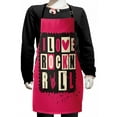 thumbnail image 1 of Retro Kids Apron, Vintage Letters I Love Rock n' Roll on Grunge Poster Music Theme Art, Boys Girls Apron Bib with Adjustable Ties for Cooking Baking Painting, Pink Charcoal Grey Beige, by Ambesonne, 1 of 2