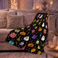 thumbnail image 6 of Ghost Pumpkin Birthday Party Pattern Scene, Cheerful Flat Holiday Icon Style for Halloween Fans, Present Cake Confetti Theme and Halloween Gift, Cozy Flannel Blanket, Home Decor, 6 of 9
