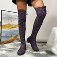 thumbnail image 2 of Xiaoxatg Stylish Women's Knee High Boots with Flock Material and Round Toe Design for Fashionable High Heel 9 Purple, 2 of 5