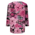 thumbnail image 3 of NAMTYQX Cancer Shirts for Women Pink Ribbon Print Lounge Boxy Fit 3/4 Sleeve Pink Size L, 3 of 5