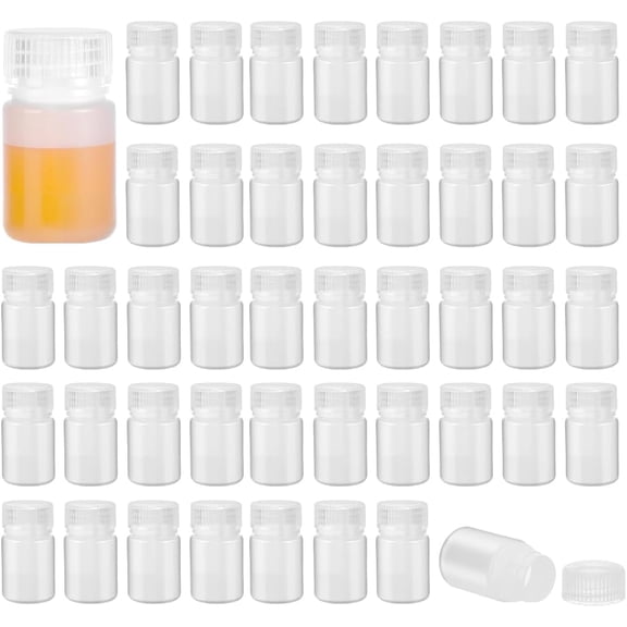 48 Pack 1oz Plastic Bottles with Screw Caps Leakproof White Empty Travel Bottles Small Sample Bottle
