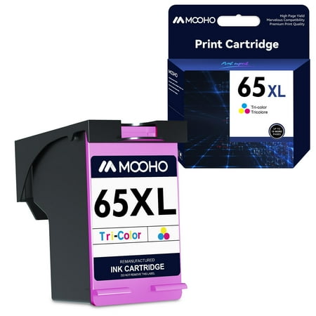 65XL Ink Cartridge for HP 65 XL Ink 65 Ink Cartridge Use with HP Deskjet 2652 2652 Printer Ink and 3755 3752 2655 Envy 5055 5000 5052 5014 Printer (2 Tri-Color)