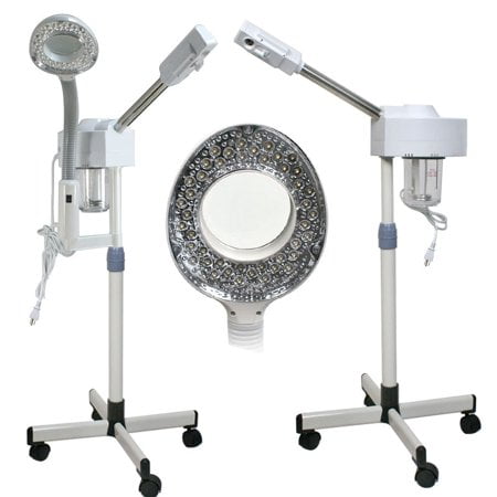 Facial Equipment Zeny Professional Ozone Facial Steamer 5X LED Floor Magnifying Lamp 2 in 1 Facial Steamer Salon Spa Beauty Facial Clean Skin Care Equipment ()