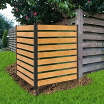 Slsy Air Conditioner Fence Outdoor Privacy Screens, 2 Panels 48" W x 48" H Wood Fence Panels Trash Can Fence with Metal Stakes, Pool Equipment Enclosure Fence for Outside