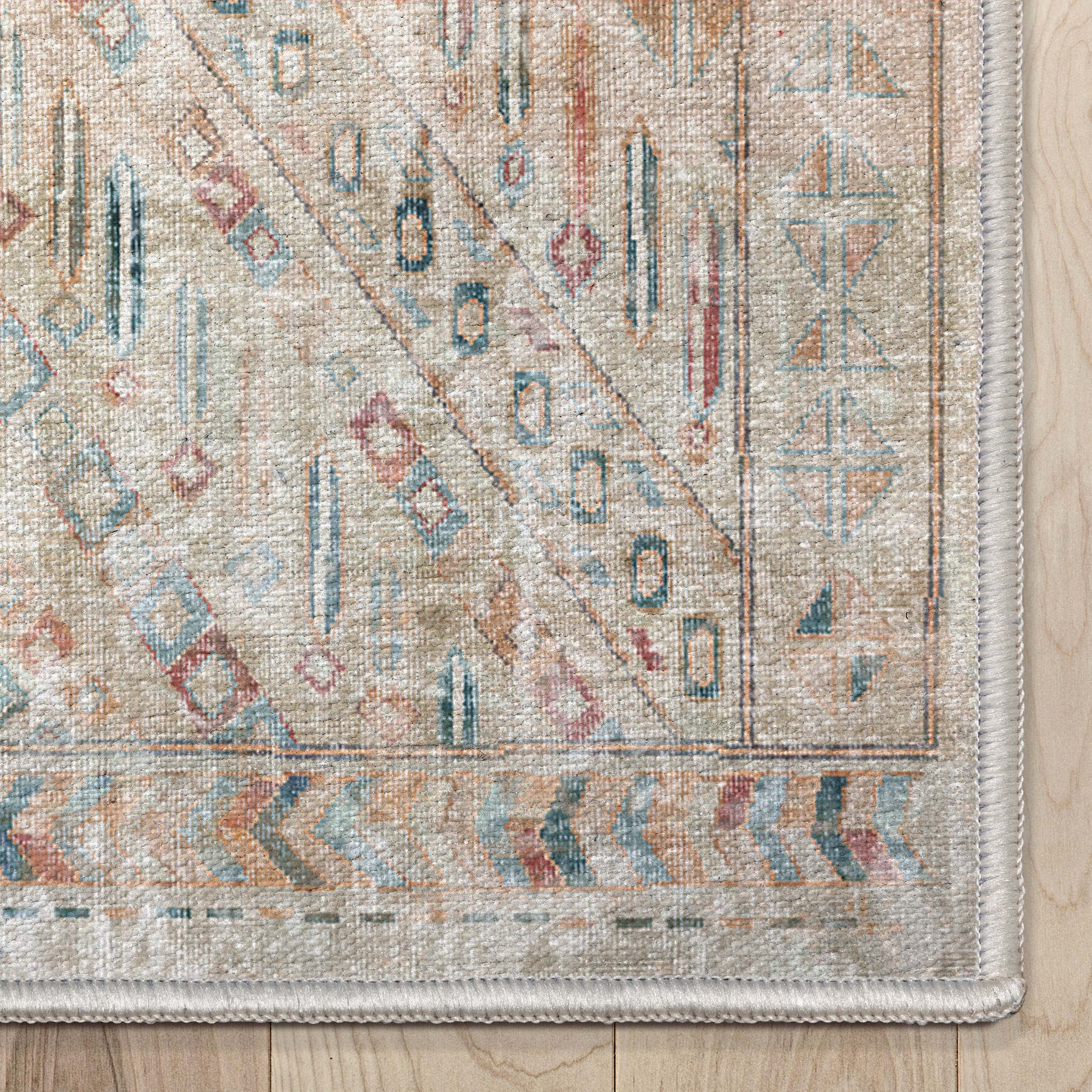Well Woven Asha Anya Vintage Tribal Ivory 7'7" x 9'10" Machine Washable Area Rug