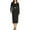 001 Black, variant on Women's 2 Piece Midi Skirt Sets Solid Color Business Casual Outfits Long Sleeve Cardigan Matching Dressy Suits