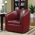 thumbnail image 2 of Bowery Hill Contemporary Faux Leather Swivel Barrel Back Accent Chair in Red, 2 of 2