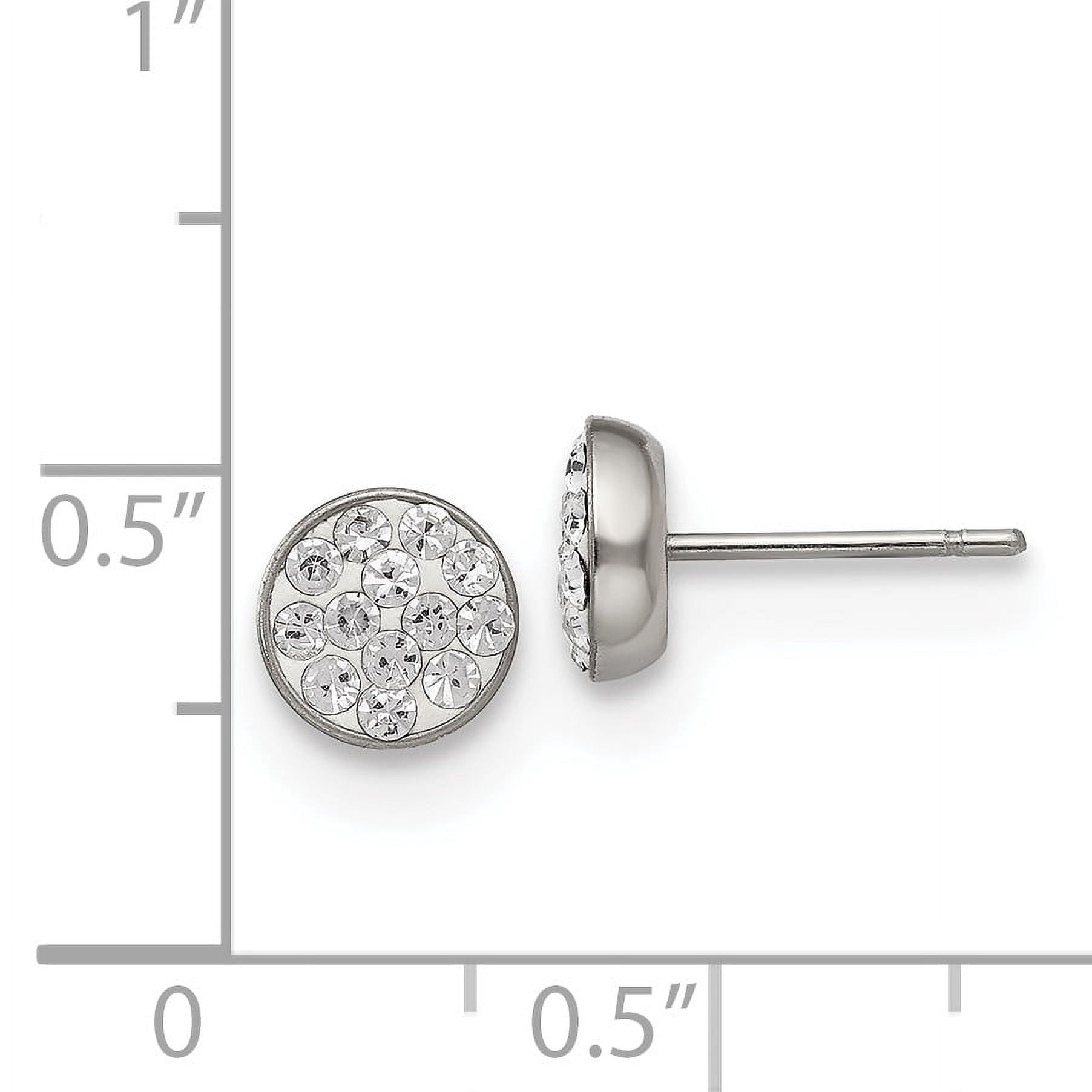 Stainless Steel Clear Crystal Post Earrings