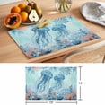 thumbnail image 6 of Coastal Jellyfish Blue Placemats Set of 8 Summer Beach Nautical Coral Starfish Place Mats Indoor Wipeable Table Mats Washable Dining Table Placemats for Kitchen Holiday Party Home Decor 13x19 Inch, 6 of 9