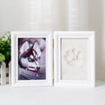 thumbnail image 4 of 5 Inch Multi-functional Pawprint Kit Non Polluting Solid Wood Picture Frame Set For Dogs Cats Rabbits (23 x 15.5 x 2cm) white clay log frame, 4 of 5