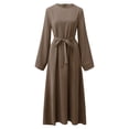 thumbnail image 5 of Women's Casual Dress Solid Dress Flare Sleeve Abaya Elegant Dress Arab Kaftan Long Sleeve Solid Dress Silk Gloves for Women Long Burka for Women Headwear Pregnancy Dress for Women plus Size Dresses, 5 of 5