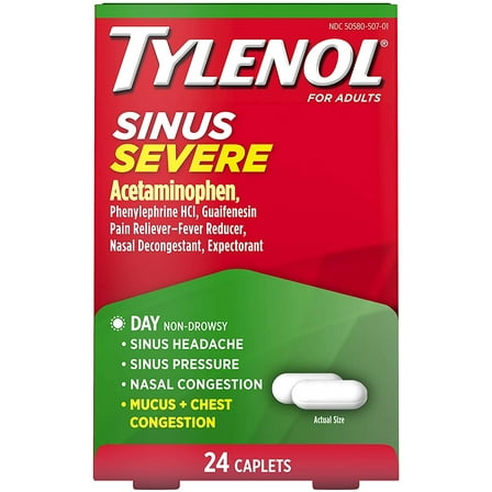 Tylenol Sinus, Daytime - Congestion & Pain Severe, Count 1 - Medicine Cold/Sinus/Allergy