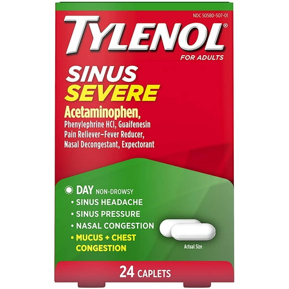 Tylenol Sinus, Daytime - Congestion & Pain Severe, Count 1 - Medicine Cold/Sinus/Allergy