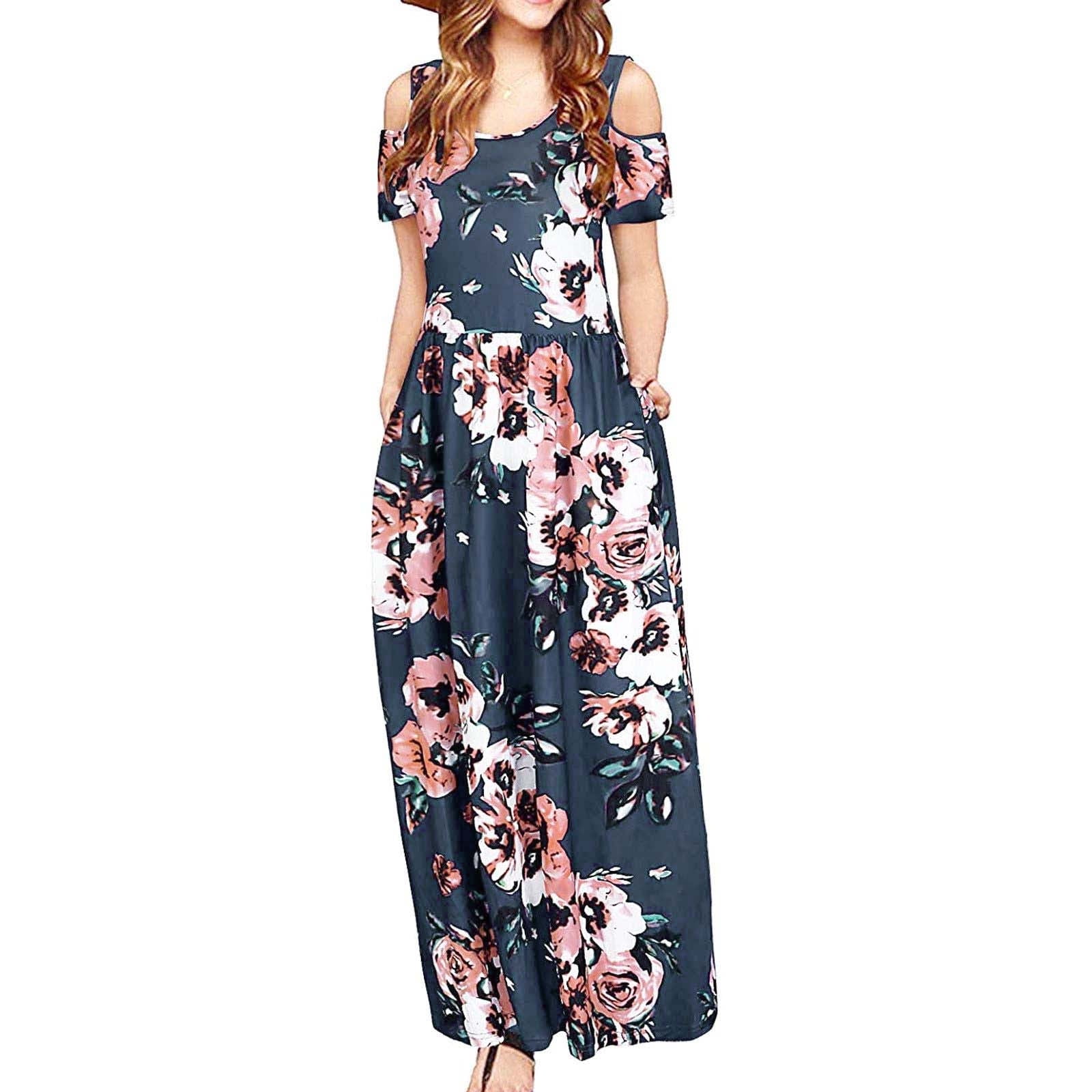 Cold Shoulder Maxi Dress for Women Summer Casual South Korea Ubuy