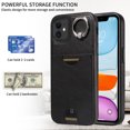 thumbnail image 6 of Case for iPhone 11 Wallet with Credit Card Holder & Finger Ring Kickstand, Premium PU Leather Slim Cover Shockproof Scratch Resistant Full Protection Phone Case for iPhone 11, Black, 6 of 10