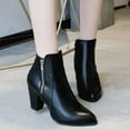 thumbnail image 2 of Fesfesfes Womens Boots Ankle Boots Retro Thick Heel High Heel Shoes Boots Plus Size Zipper Boots 4.5(35), 2 of 5