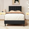 thumbnail image 2 of Alazyhome  Square Tufted Upholstered Platform Bed Frame Black Twin, 2 of 3