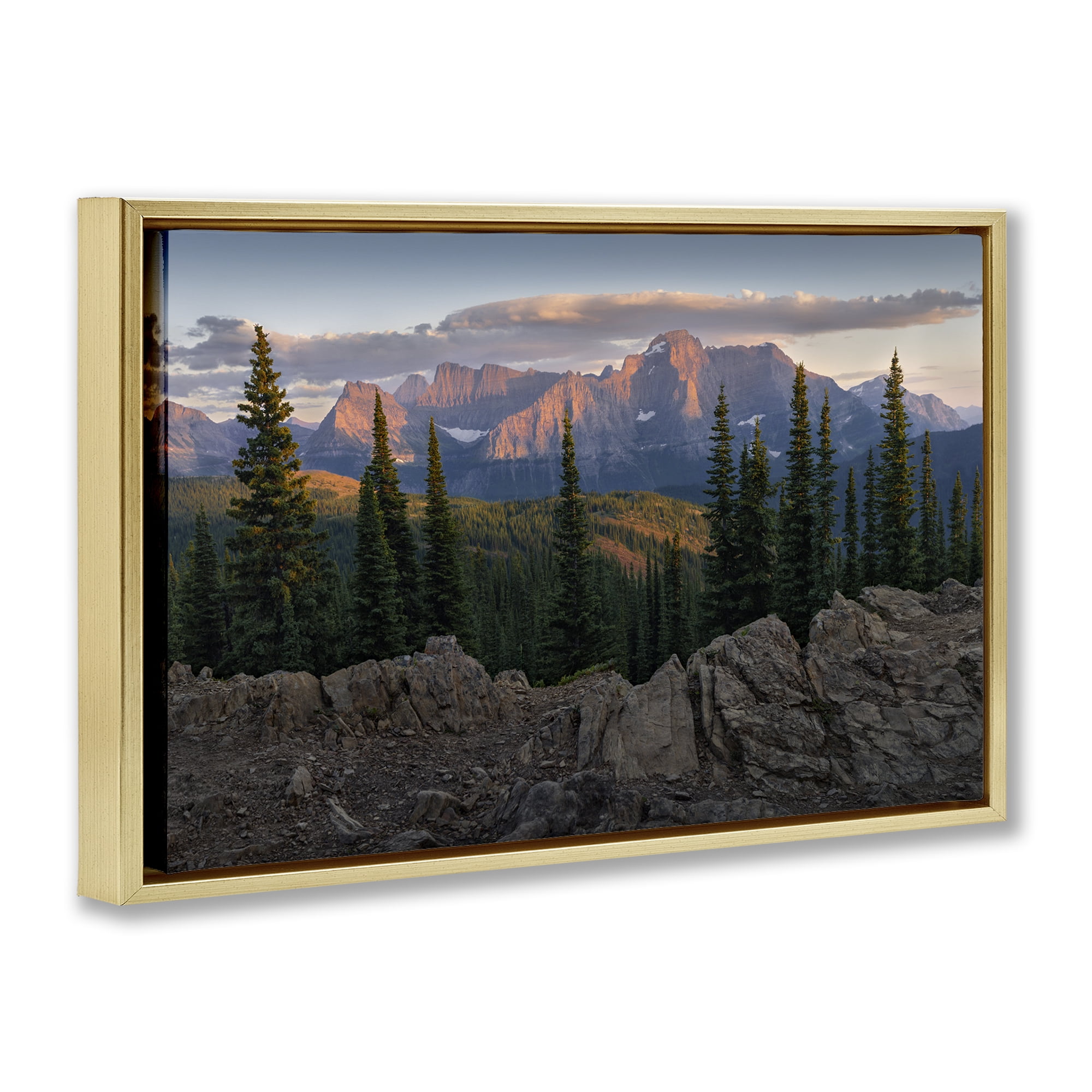 Stupell Industries Diurnal Mountain Scenery Landscape Photography Gold Floater Framed Art Print Wall Art, 31 x 21