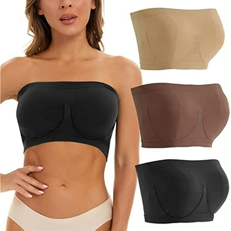 

3PCS Women s Strapless Padded Bra T-Shirt with Underwire(S #01)