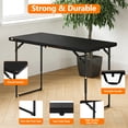 thumbnail image 5 of 4ft Folding Table, Fold-in-Half Plastic Table, Heavy-Duty Portable Utility Table with Adjustable Height Steel Legs & Carry Handle for Party, Camping, Picnic, Indoor Outdoor Use (Black), 5 of 6