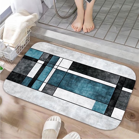 1pc Geometric Abstract Art Absorbent Non-Slip Bathroom Thickened Flannel Rug Decor,Soft,Quick Drying,Suitable For Indoor/outdoor Use,Bathrooms,Bedrooms,Kitchens,Terrace,Laundry Rooms,16"x24"