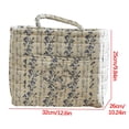 thumbnail image 3 of Cesta de almacenamiento acolchada con estampado floral verde y asas | Bolsa organizadora grande de tela con forro a cuadros, 3 of 8