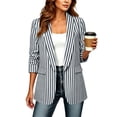 thumbnail image 2 of Busydd Striped Blazers for Women Long Sleeve Open Front Suit Jackets for Women Business Casual Lapel Suit Blazer with Pockets L, 2 of 7