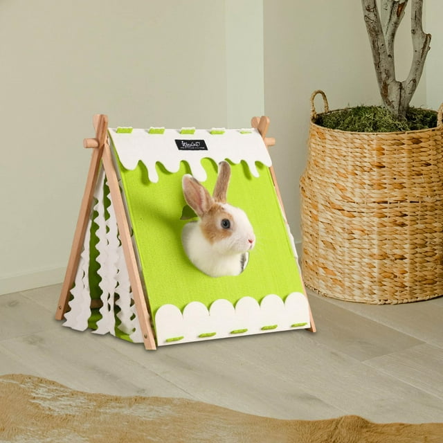 BELOVING Guinea Pig House, Hamster Nest Rabbit Tent Play Hut Cage Accessories with Curtains Comfortable Rabbit Hideout for Chinchilla