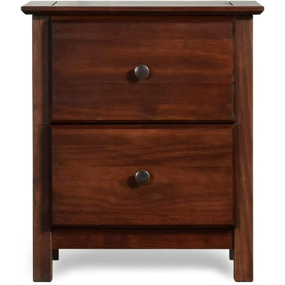 CSPP Shaker 2-Drawer Bedside Nightstand, Solid Wood with Cherry Finish