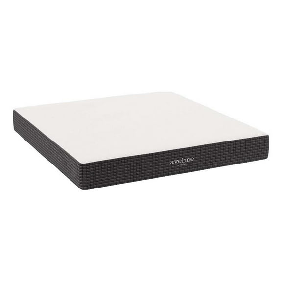 Pemberly Row 10" Modern Fabric Memory Foam King Mattress in White