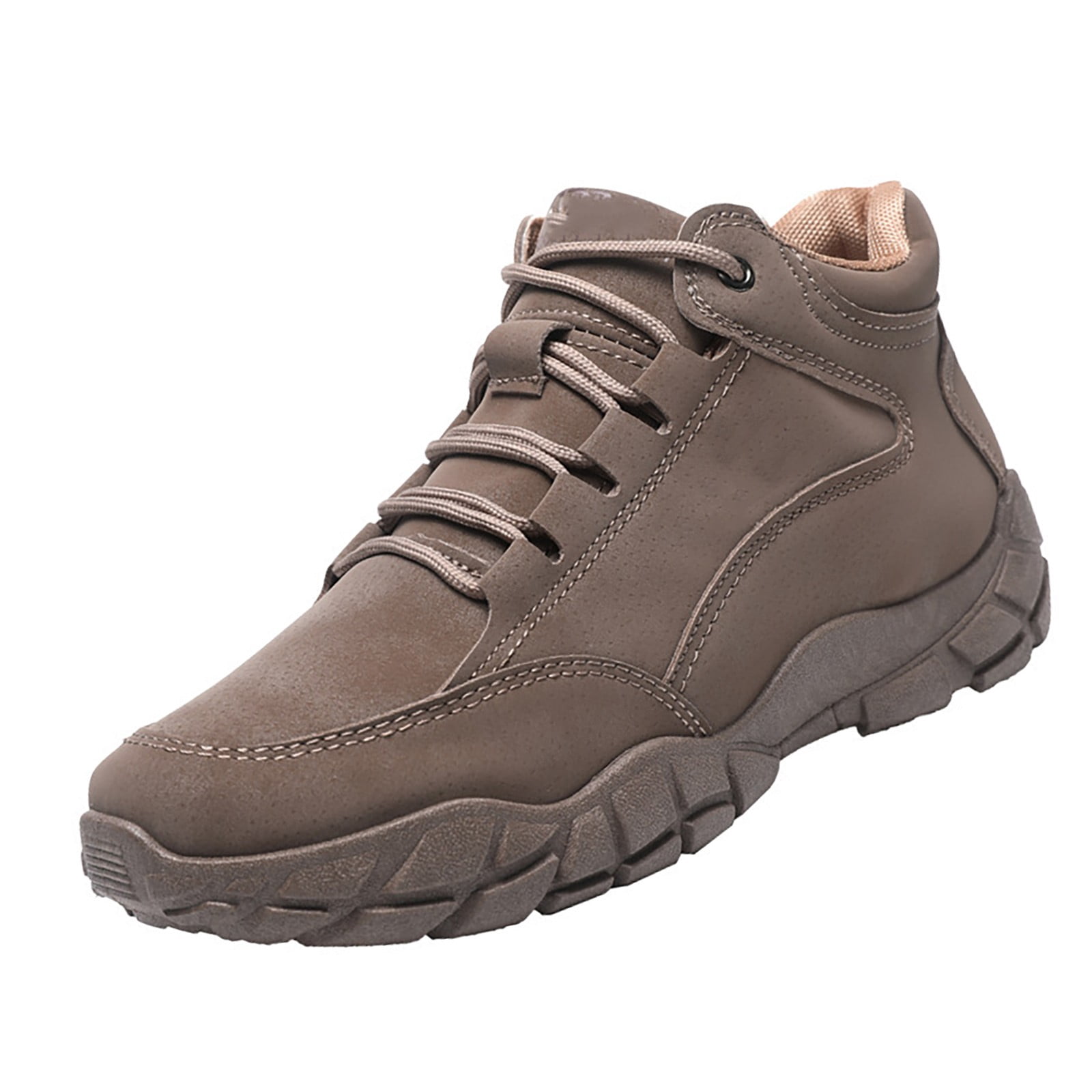 AUDeals Men's Suede Hiking Shoes, Lace Up Waterproof Sneakers with Lug Sole, Lightweight Non Slip Outdoor Adventure Shoes (Brown, 8.5)