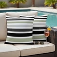 thumbnail image 4 of Sage Green Black Stripe Outdoor Waterproof Pillow Covers, Modern Abstract Coarse Striped Decorative Square Throw Pillowcase Sofa Cushion Sham for Patio/Couch/Chair, 16"x16" 2 Pack, 4 of 8