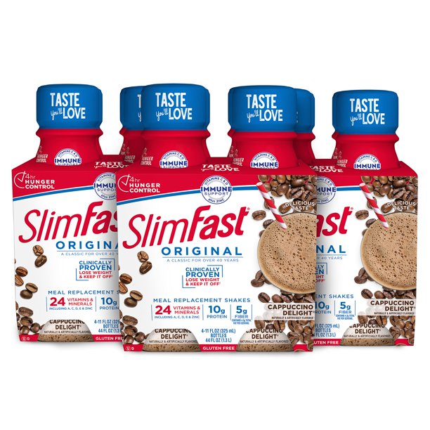 SlimFast Meal Replacement Shake, Original Cappuccino Delight, 10g of