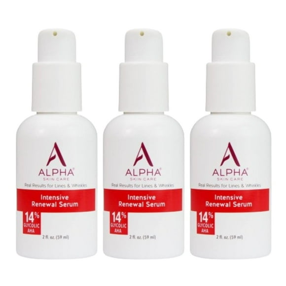 Alpha Skin Care Renewal Serum, 14% Glycolic AHA, Anti-Aging Formula, Reduces Lines & Wrinkles, Alpha Hydroxy Acid Exfoliates & Evens Skin Tones, Rejuvenates & Hydrates, 2 Oz, P
