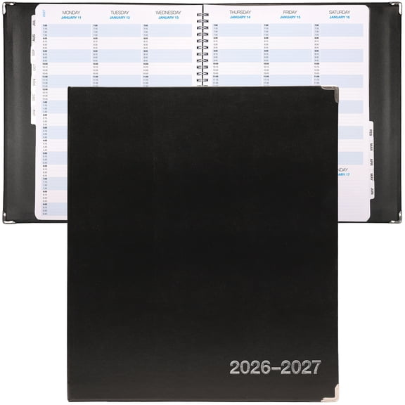 2026-2027 Excello Brands 8.5" x 11" Academic Year Executive Appointment Planner, Weekly/Monthly, 12 Month, Black