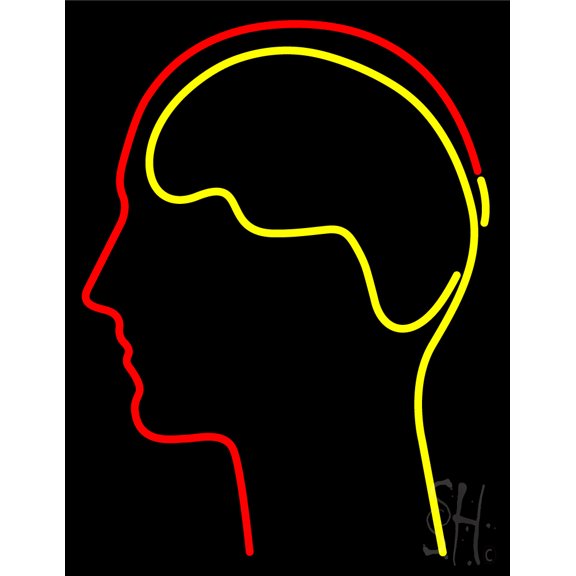 Human Head LED Neon Sign 19 x 15 - inches, Black Square Cut Acrylic Backing, with Dimmer - Bright and Premium built indoor LED Neon Sign for Defence Force.