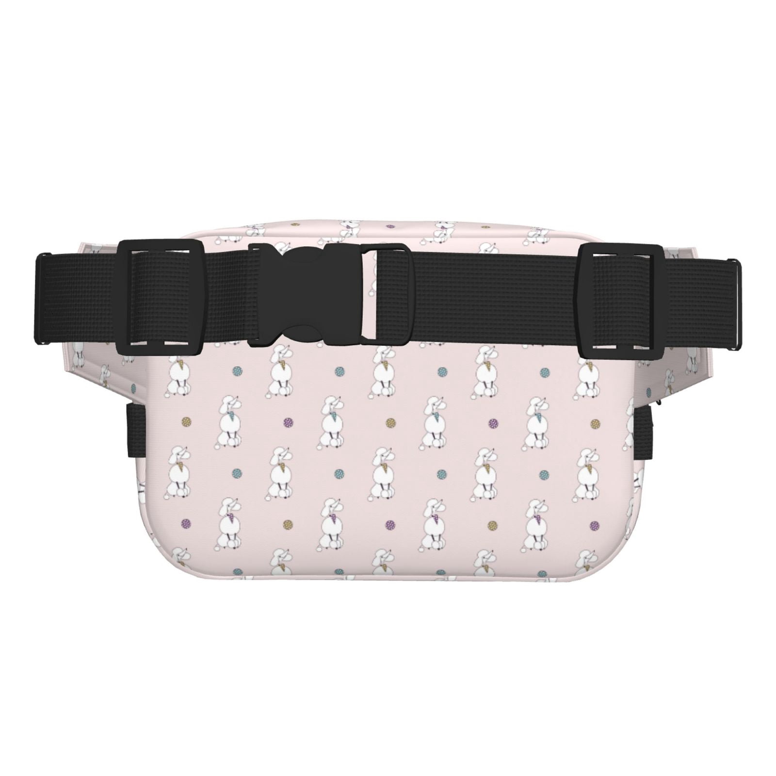 Picia Cute Poodle Dog Print Square Double-Layer Waist Bag Mini Adjustable Waist Belt Bag Exercise Running Travel Hiking