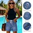thumbnail image 4 of Yievot Jean Shorts for Women Trendy High Waisted Drawstring Denim Shorts Summer Casual Jorts with 5 Pockets, 4 of 6