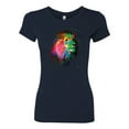 thumbnail image 2 of Lion Paint Art Splatter Abstract Art Animal Lover Womens Slim Fit Junior Tee, Navy, X-Large, 2 of 3