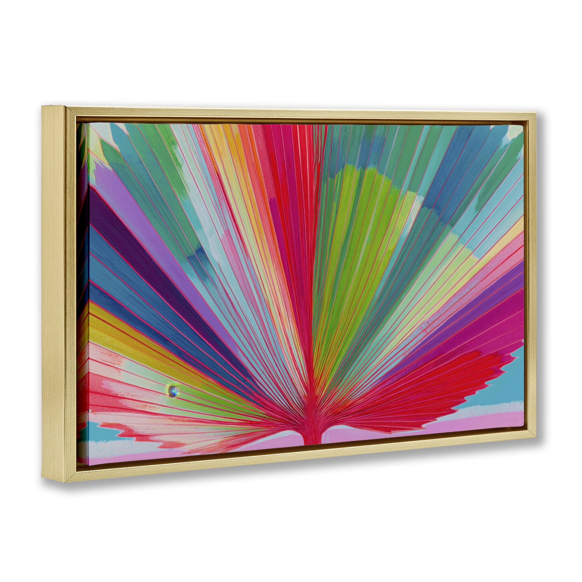 Stupell Industries Palm Fan In Spectrum Gold Framed Floater Canvas Wall Art, design by Chromatic Storm Studio