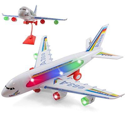 Kidsthrill Bump and Go Electric A388 Airliner Kids Action Airplane - Attractive Lights and Plane Sounds - Changes Direction On Contact - Best for Kids Age 3 and Up. (Colors May Vary) with